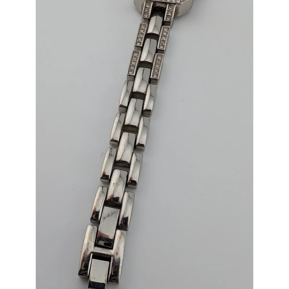 Avon‎ Tank Watch Women Rhinestone Bezel Silver 7.5